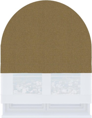 Римская штора «Кортин» день-ночь для арочного проёма, ткань лён димаут оливковый