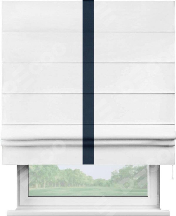 Римская штора «Кортин» с кантом Хайвэй, для проема, ткань вельвет дымчато-белый