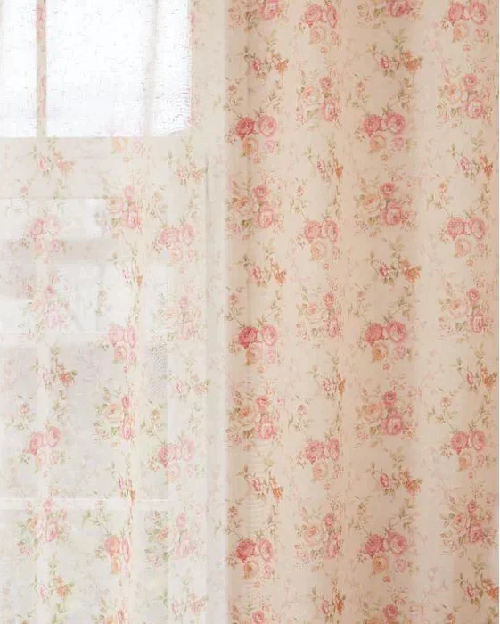 Штора тюлевая "Этель" 250х270 см Нежные цветы без утяжелителя, 100% п/э