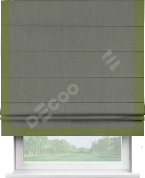 Римская штора «Кортин» с кантом Виктория, для проема, ткань блэкаут однотонный тёмно-серый
