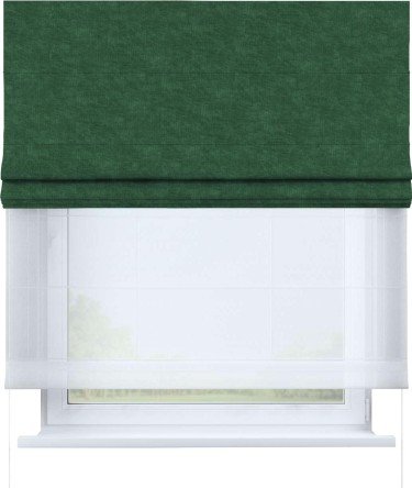 Римская штора «Кортин», канвас тёмно-зелёный, день-ночь