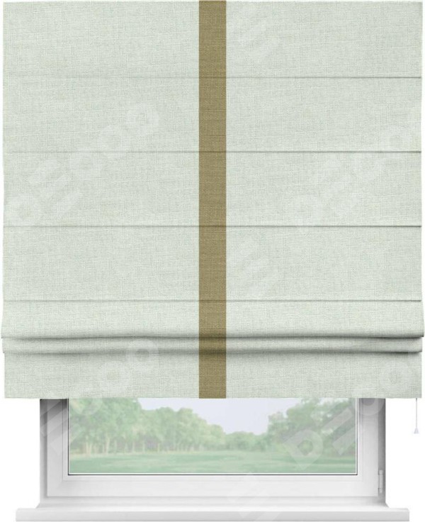 Римская штора «Кортин» для проёма, лён топлёное молоко, с кантом Хайвэй