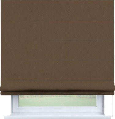 Римская штора «Кортин», блэкаут однотонный коричневый, для проёма