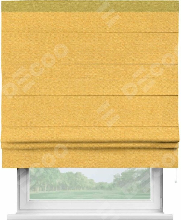 Римская штора «Кортин» с кантом Кинг, для проема, ткань лён желтый