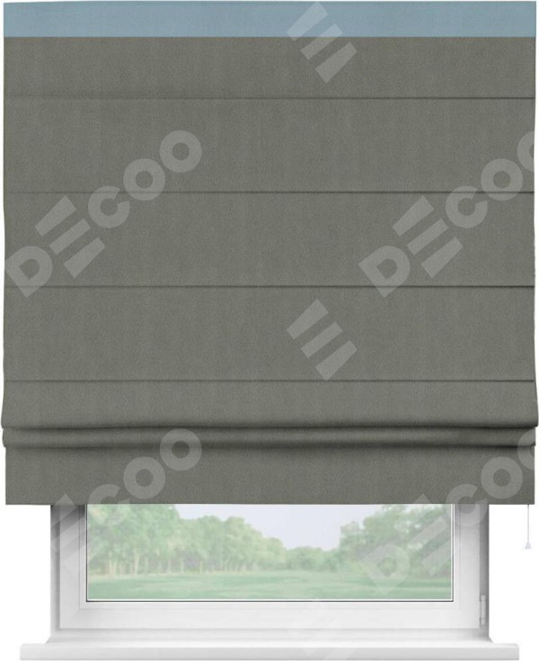 Римская штора «Кортин» с кантом Кинг, для проема, ткань блэкаут однотонный тёмно-серый