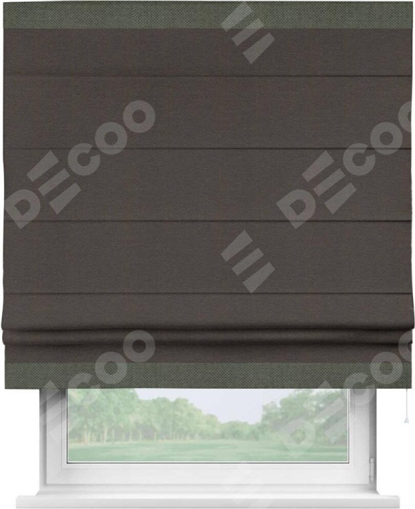 Римская штора «Кортин» с кантом Горизонт, для проема, ткань лён димаут, венге