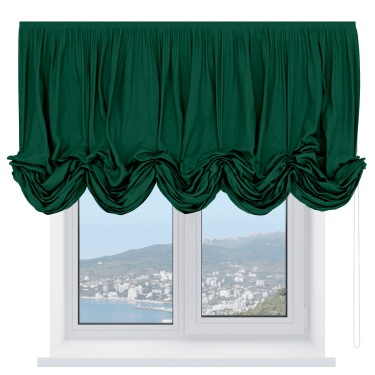 Австрийская штора «Кортин», вельвет зеленый