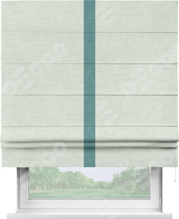 Римская штора «Кортин» для проёма, лён топлёное молоко, с кантом Хайвэй