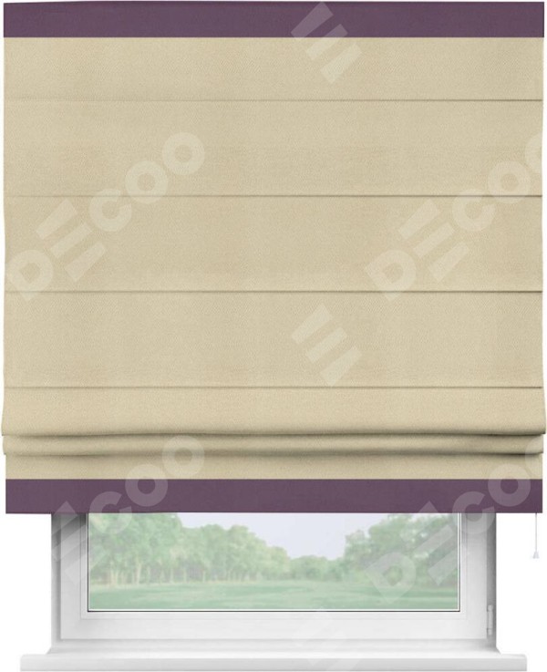 Римская штора «Кортин» с кантом Горизонт, для проема, ткань блэкаут однотонный милано латте