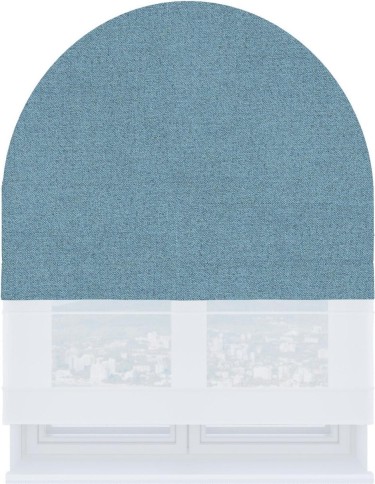 Римская штора «Кортин» день-ночь для арочного проёма, лён блэкаут голубой