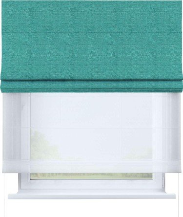 Римская штора «Кортин» день-ночь, ткань лён изумрудный