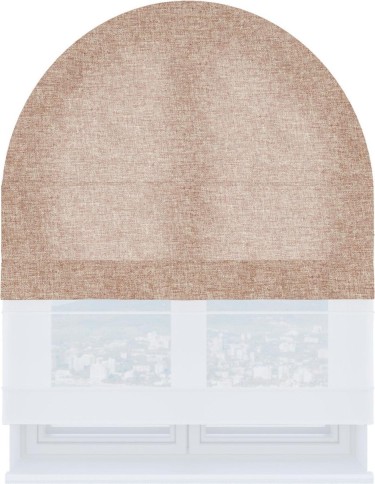 Римская штора «Кортин» день-ночь для арочного проёма, ткань лён кашемир розовая пудра