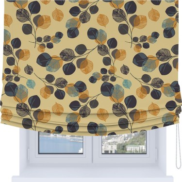Римская штора Soft с мягкими складками, «Листья в янтаре»