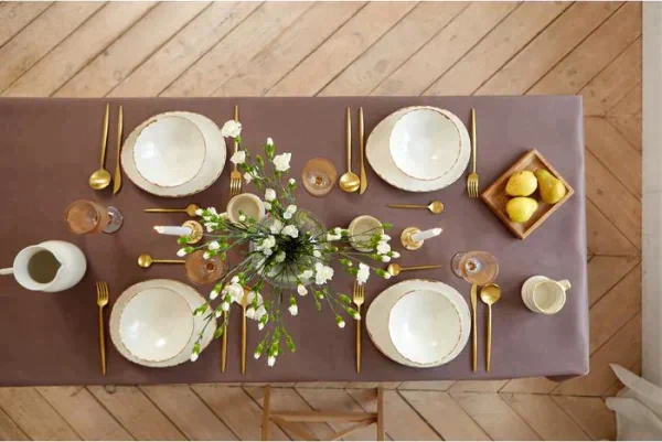 Скатерть "Этель" Elegance 150*180 +/-3см, цв.кофейный, пл. 192 г/м2, хл с ВГМО