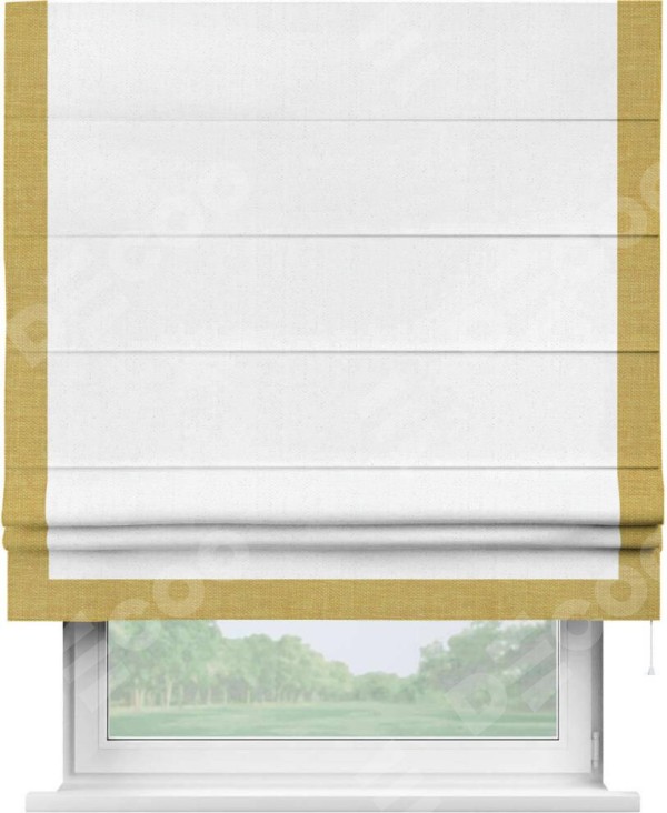 Римская штора «Кортин» с кантом Виктория, для проема, лён белоснежный