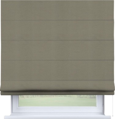 Римская штора «Кортин» для проема, ткань блэкаут однотонный, бежево-серый