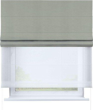 Римская штора «Кортин» день-ночь, ткань вельвет светло-серый