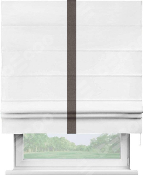 Римская штора «Кортин» с кантом Хайвэй, для проема, ткань вельвет дымчато-белый