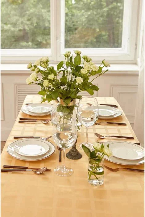 Скатерть Этель Geometry 150*300 +/-3см, цв.бежевый, пл. 192 г/м2, хл с ВГМО