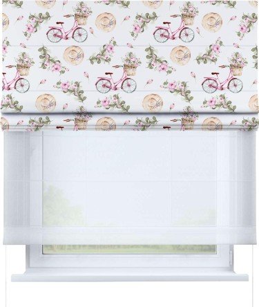 Римская штора «Кортин» день-ночь «Розовый велосипед»