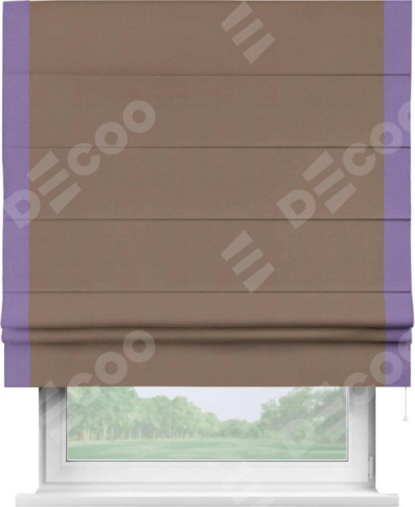 Римская штора «Кортин» с кантом Стрим Дуо, для проема, ткань блэкаут однотонный коричневый