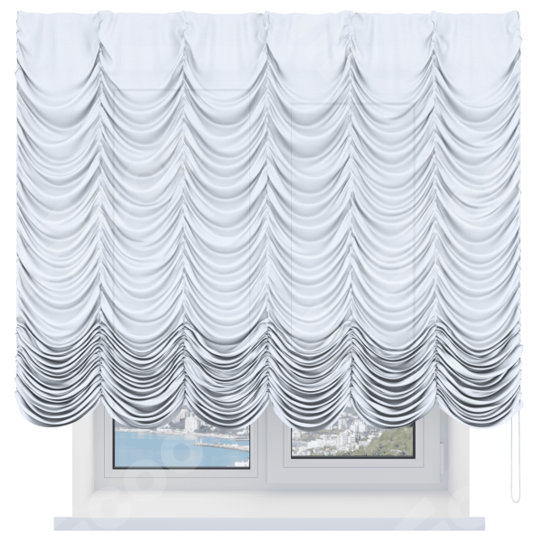 Французская штора «Кортин», ткань лён белый