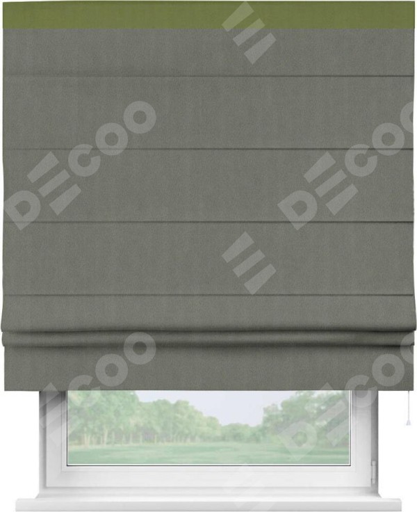 Римская штора «Кортин» с кантом Кинг, для проема, ткань блэкаут однотонный тёмно-серый