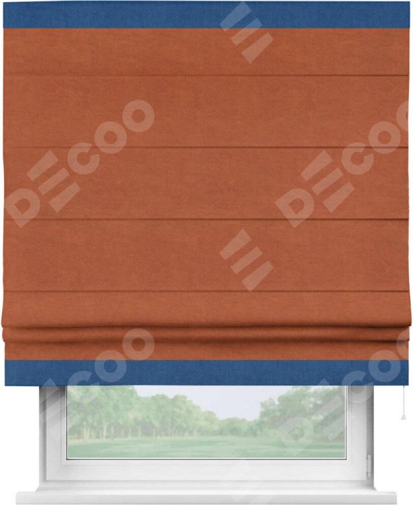 Римская штора «Кортин» с кантом Горизонт, для проема, ткань вельвет терракотовый