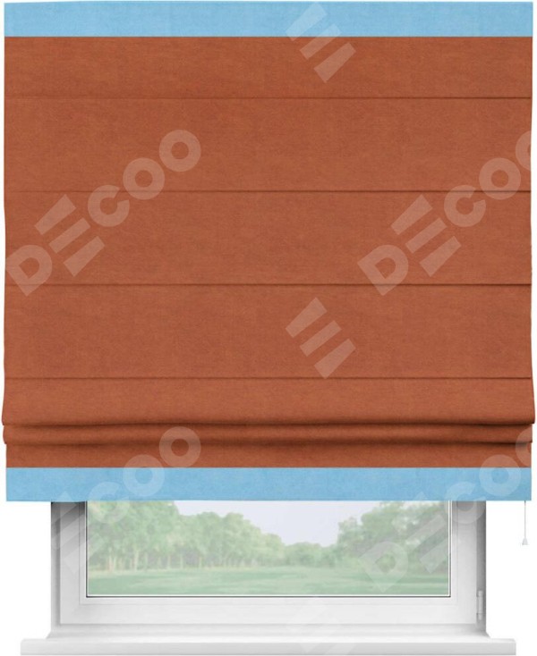 Римская штора «Кортин» с кантом Горизонт, для проема, ткань вельвет терракотовый