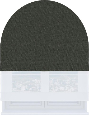 Римская штора «Кортин» день-ночь для арочного проёма, ткань лён димаут графитово-серый