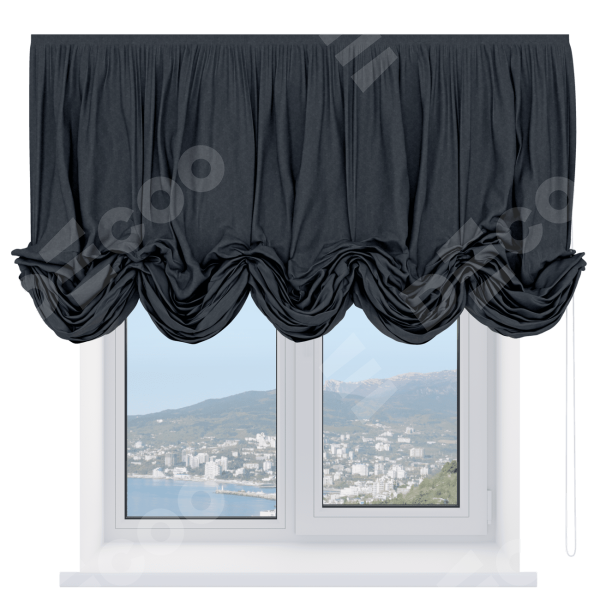 Австрийская штора «Кортин», вельвет цвет тёмно-серый