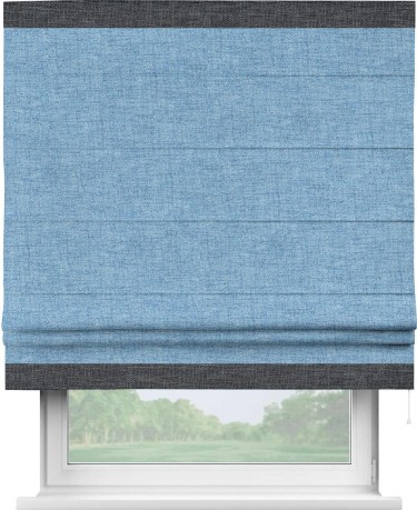 Римская штора «Кортин» для проёма, рогожка димаут голубой, с кантом Горизонт