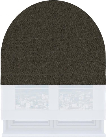 Римская штора «Кортин» день-ночь для арочного проёма, ткань твид блэкаут тёмно-коричневый