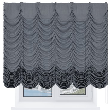 Французская штора «Кортин», лён тёмно-серый