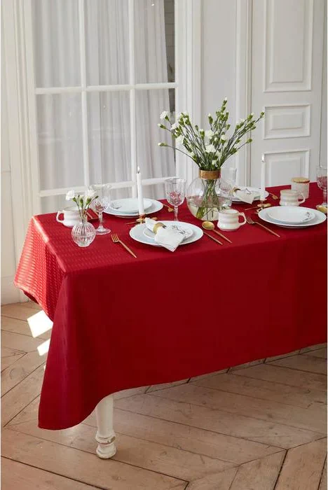 Скатерть "Этель" Shine 150*300 +/-3см, цв.бордовый, пл. 192 г/м2, хл с ВГМО