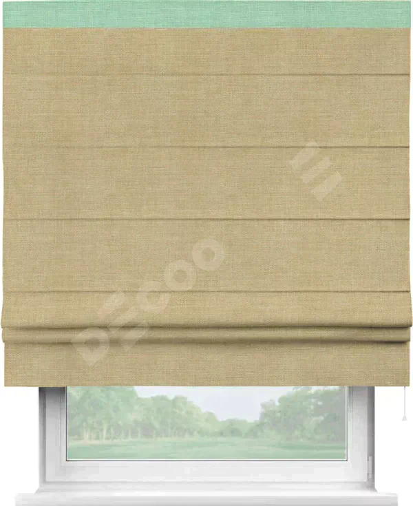 Римская штора «Кортин» с кантом Кинг, для проема, ткань лён бежевый
