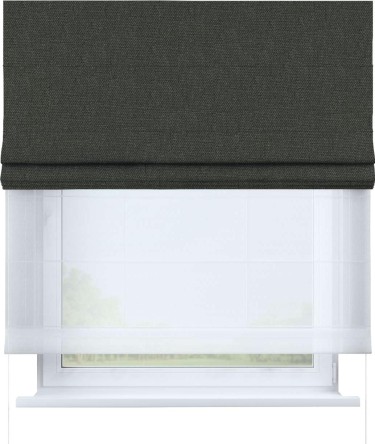 Римская штора «Кортин» день-ночь, ткань лён димаут, графитово-серый