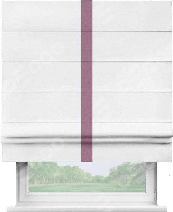 Римская штора «Кортин» с кантом Хайвэй, для проема, ткань вельвет дымчато-белый